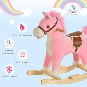 Kinder Schaukelpferd Baby Schaukeltier Pferd Spielzeug für 36-72 Monate Rosa