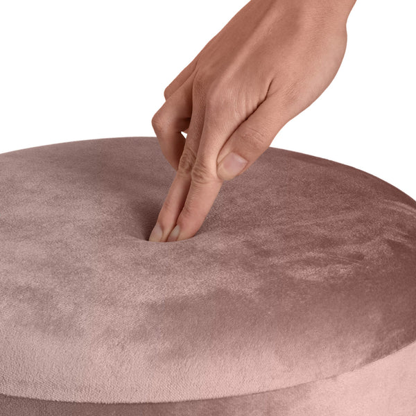 Sitzhocker Sarina gepolstert in Samtoptik 300kg mit Stauraum - rosa