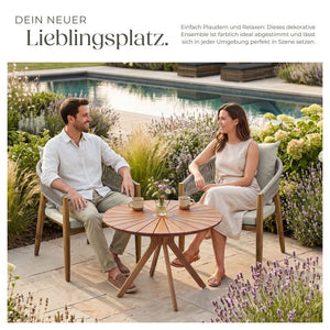 3-teiliges Gartenset Tisch und 2 Stühle Akazienholz greige