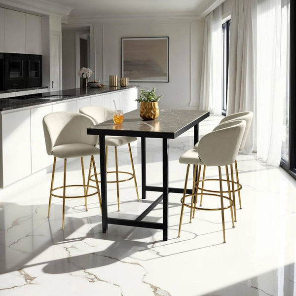 Sedia da bar Luana crema/oro set da 2 