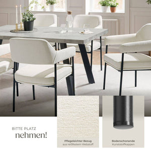 Armlehnstuhl Doé Webstoff off white/schwarz 4er Set