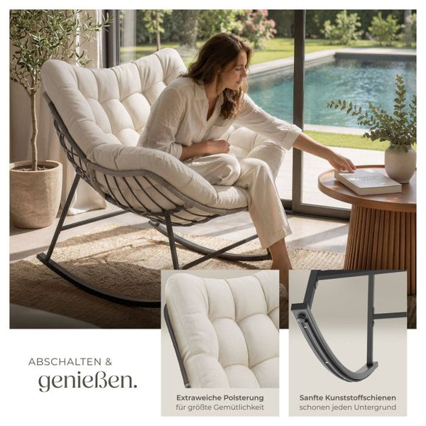 Schaukelstuhl Tami gepolstert mit Steppmuster beige