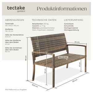 Rattan-Gartenbank Murat 2-Sitzer wetterfest natur