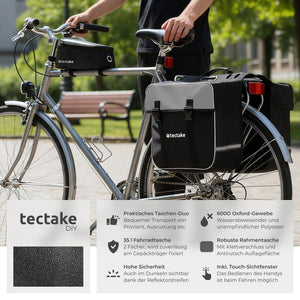 Set Fahrradtasche Georg und Fahrradrahmentasche schwarz 20 x 9,5 x 10 cm