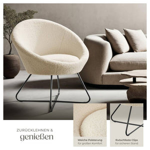 Cocktailsessel Cocktailsessel Centera, gepolstert, 120kg Bouclé off-white