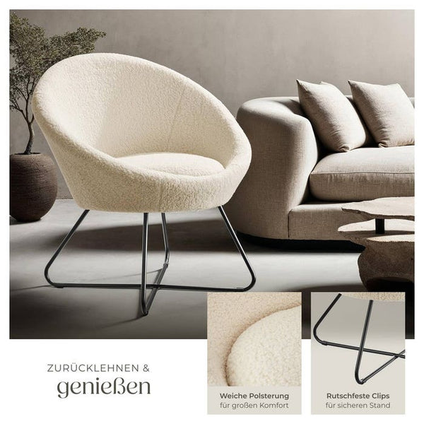 Cocktailsessel Cocktailsessel Centera, gepolstert, 120kg Bouclé off-white