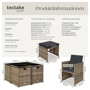 Rattan Sitzgruppe Bilbao 4+4+1 natur