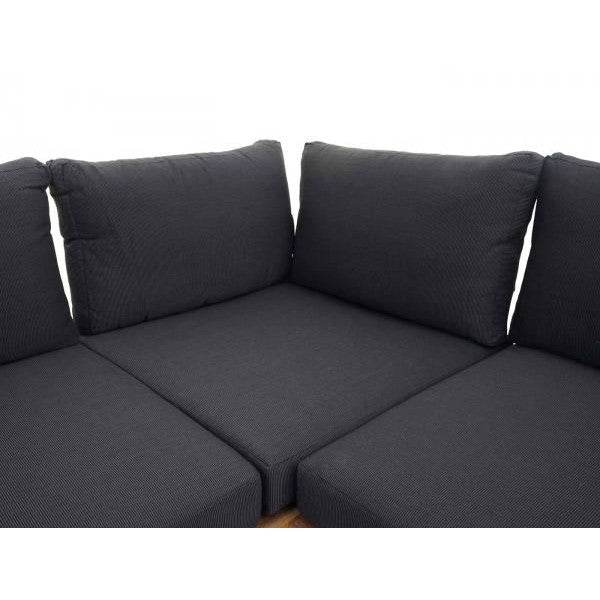 Garten-Garnitur mit Sessel Lounge-Set Sofa, Spun Poly Akazie Holz MVG Aluminium ~ hellbraun, Polster dunkelgrau