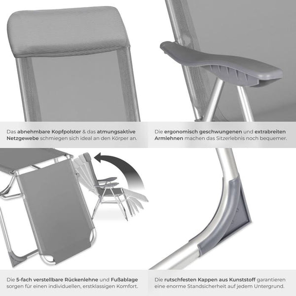 2er Set Aluminium Gartenstuhl Jana grau