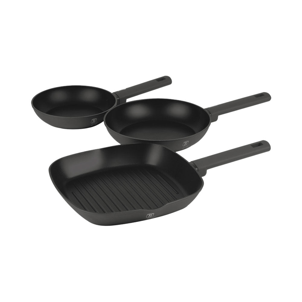 Berlinger Haus 3-teiliges Bratpfannen Set 20/24cm + 28 Grillpfanne matt Anthracite Collection