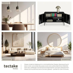 Sideboard Baker Metall mit Magnetverschluss schwarz 100 x 42,5 x 65 cm