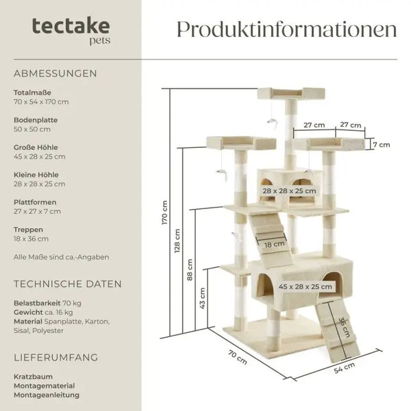 Kratzbaum Barney beige 170 cm