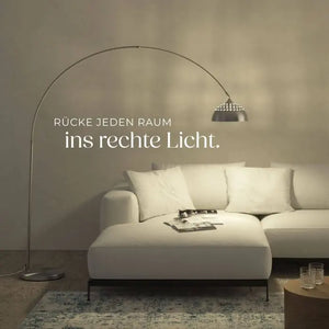 Bogenleuchte Arcus Retro-Stil Nickel matt