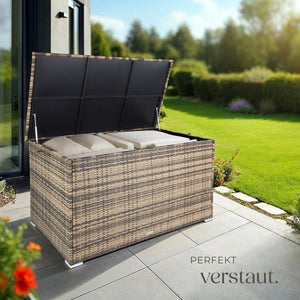 Auflagenbox mit Aluminiumgestell Oslo, 145x82,5x79,5cm - natur