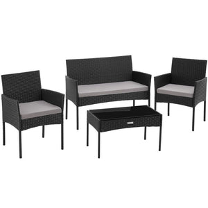 Rattan Gartenset Palese schwarz