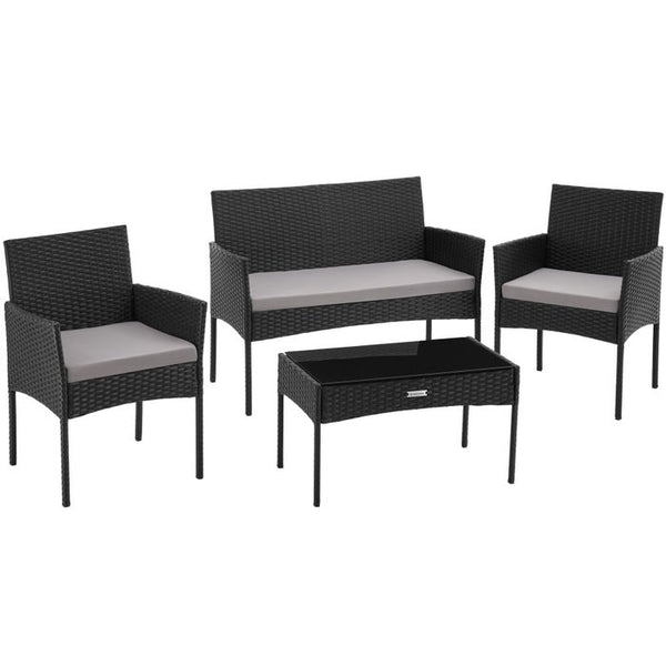 Rattan Gartenset Palese schwarz