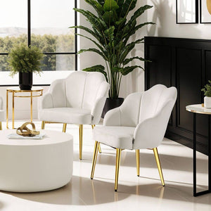 Cocktailsessel Hellen créme/gold 2er Set