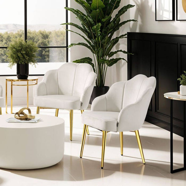 Cocktailsessel Hellen créme/gold 2er Set
