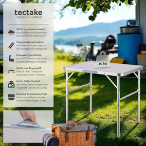 Camping Klapptisch aus Aluminium 75x55x60cm