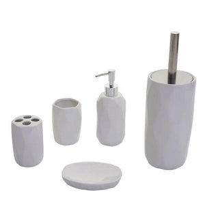 5-teiliges Badset HWC-H88, WC-Garnitur Badezimmerset Badaccessoires, Keramik ~ weiss