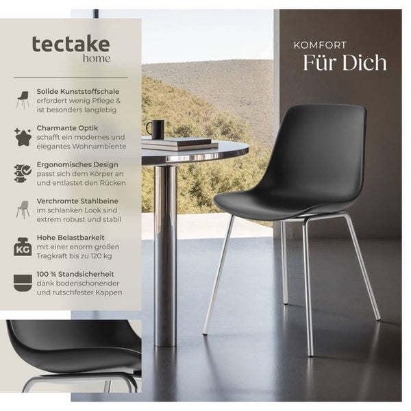 Kunststoffstuhl Mave schwarz/chrom 4er Set