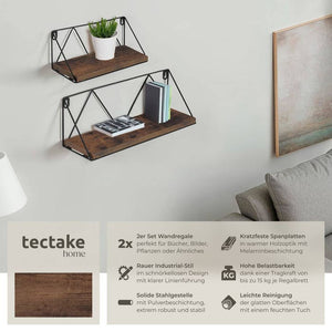 2 Rockport Industrial hanging shelves, dark brown