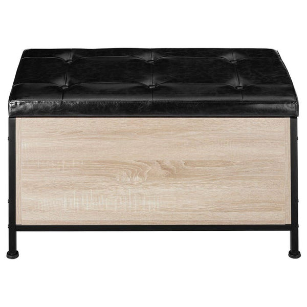 Gepolsterte Sitztruhe Calico 81,5x41,5x50,5cm Industrial Holz hell, Eiche Sonoma