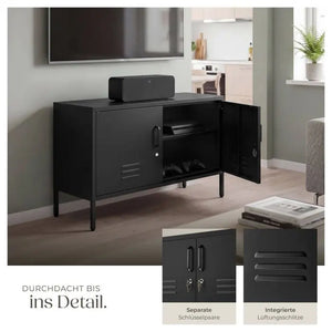 Sideboard Baker Metall mit Magnetverschluss schwarz 100 x 42,5 x 65 cm