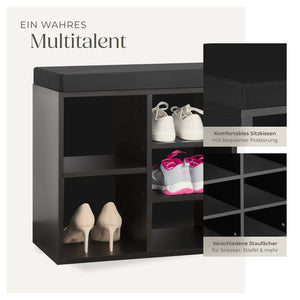 Schuhschrank mit Sitzkissen schwarz