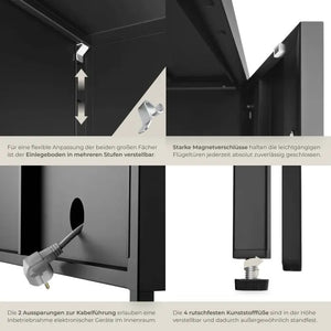 Sideboard Baker Metall mit Magnetverschluss schwarz 100 x 42,5 x 65 cm