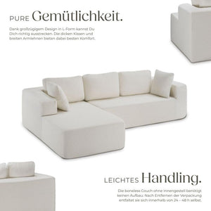 Sofa Relax Boneless L-Form Bouclé creme