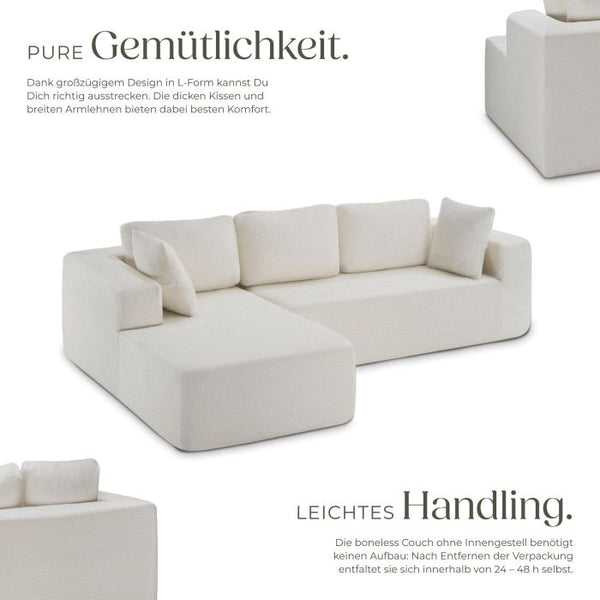 Sofa Relax Boneless L-Form Bouclé creme