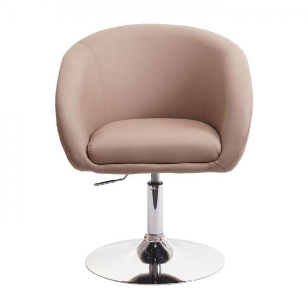 Esszimmerstuhl HWC-F19, Küchenstuhl Drehstuhl Loungesessel, drehbar höhenverstellbar ~ Kunstleder taupe