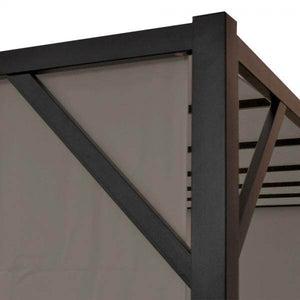 Pergola Baia, Garten Pavillon Terrassenüberdachung, stabiles 6cm-Stahl-Gestell + Schiebedach taupe ~ 3x4m