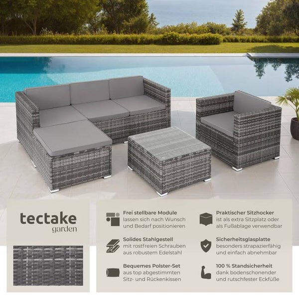 Rattan Lounge Lignano grau