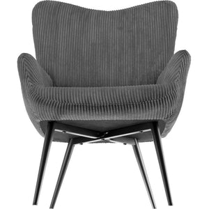 Sessel Hygge gepolstert, ergonomisch, Belastbarkeit 150 kg Breitcord anthrazit/schwarz mit Hocker