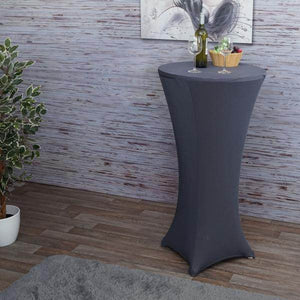 Stehtischhusse HWC-J30, Tischhusse Husse Bezug Überzug, Stretch Ø 60cm ~ anthrazit-grau