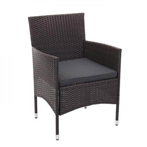 Poly-Rattan Garnitur HWC-F55, Balkon-/Garten-/Lounge-Set Sofa Sitzgruppe ~ braun, Kissen dunkelgrau