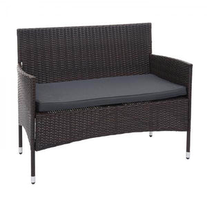 Poly-Rattan Garnitur HWC-F55, Balkon-/Garten-/Lounge-Set Sofa Sitzgruppe ~ braun, Kissen dunkelgrau