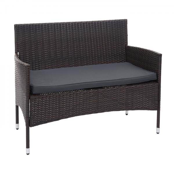 Poly-Rattan Garnitur HWC-F55, Balkon-/Garten-/Lounge-Set Sofa Sitzgruppe ~ braun, Kissen dunkelgrau