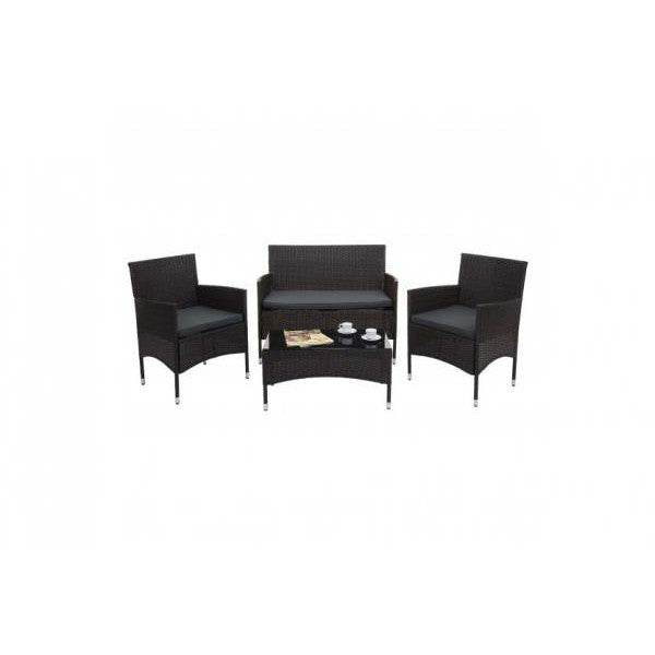 Poly-Rattan Garnitur HWC-F55, Balkon-/Garten-/Lounge-Set Sofa Sitzgruppe ~ braun, Kissen dunkelgrau