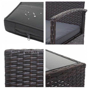 Poly-Rattan Garnitur HWC-F56, Balkon-/Garten-/Lounge-Set Sitzgruppe ~ braun, Kissen dunkelgrau