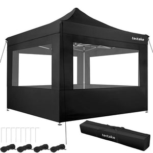 Faltbarer Garten Pavillon 3x3m mit 4 Seitenteilen schwarz