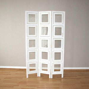 3 fach Paravent Fotowand 263 weiss Raumteiler