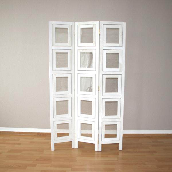 3 fach Paravent Fotowand 263 weiss Raumteiler