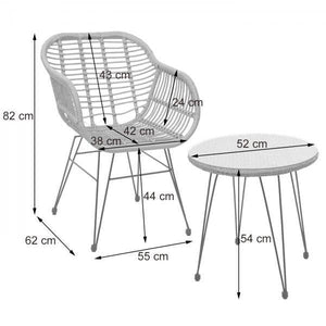 Poly-Rattan Garnitur HWC-G17, Balkon-Set Gartengarnitur Sitzgruppe Stuhl, Seil ~ anthrazit, Kissen anthrazit