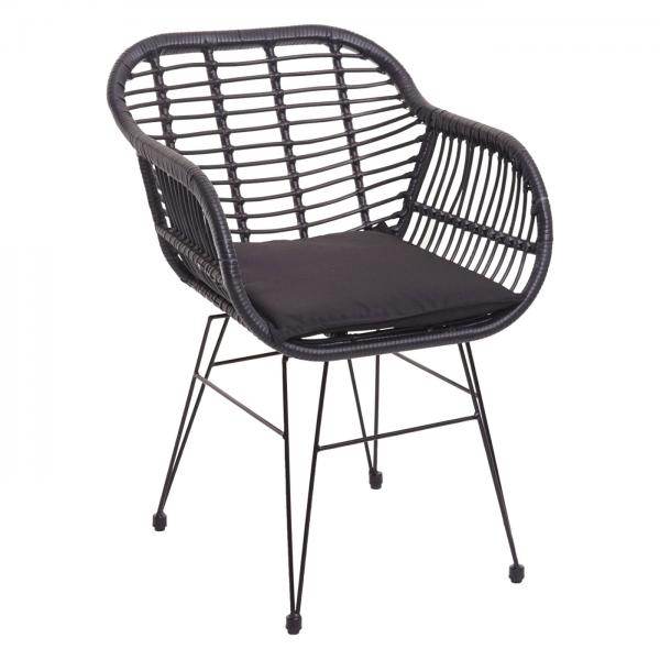 Poly-Rattan Garnitur HWC-G17, Balkon-Set Gartengarnitur Sitzgruppe Stuhl, Seil ~ anthrazit, Kissen anthrazit