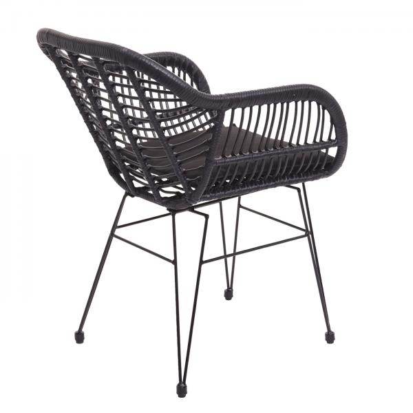 Poly-Rattan Garnitur HWC-G17, Balkon-Set Gartengarnitur Sitzgruppe Stuhl, Seil ~ anthrazit, Kissen anthrazit