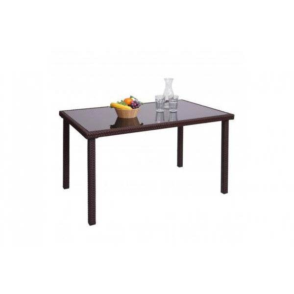 Poly-Rattan Tisch HWC-G19, Gartentisch Balkontisch, 120x75cm ~ braun