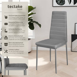 6 Esszimmerstühle Kunstleder grau